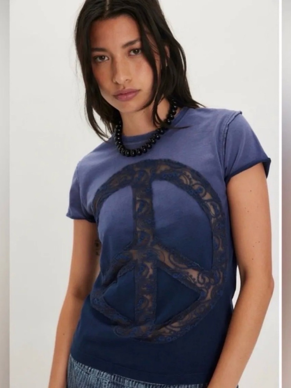 NWT Free People X Tricia Fix Love Lace Tee in Navy #boho #lace #upcycled